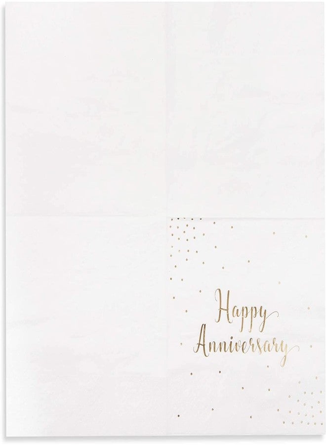 BLUE PANDA Happy Anniversary Napkins - 5 x 5 In, 3-Ply, 50 Pack, Elegant Gold Foil - Disposable Anniversary Paper Goods & Cocktail Napkins for Wedding Party Decor - Image 5
